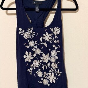 INC International Concepts Navy Floral Tank Top